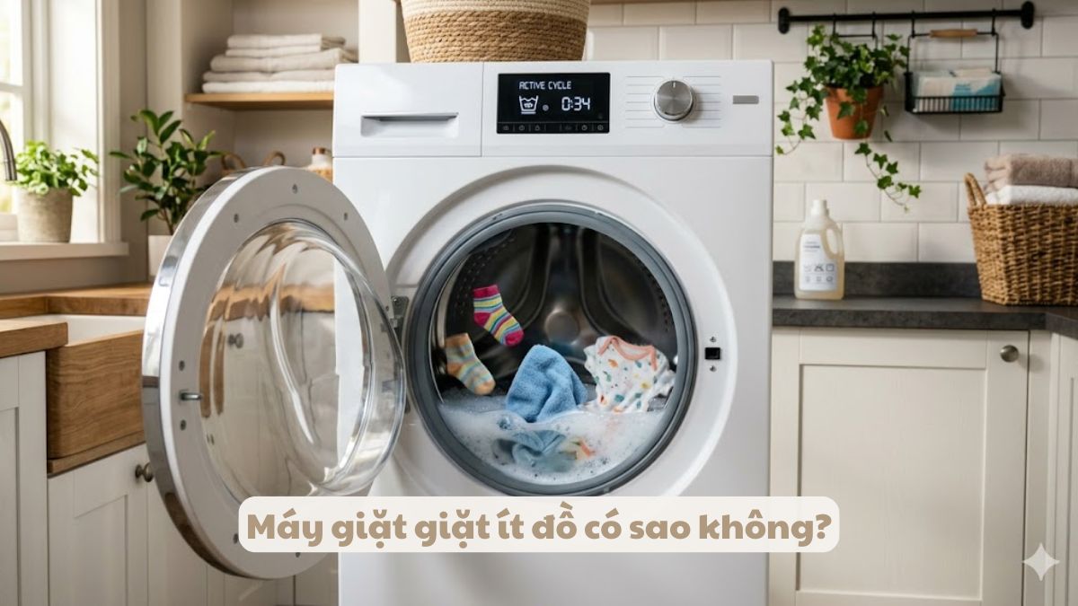 Máy giặt giặt ít đồ có sao không? Lượng quần áo giặt phù hợp